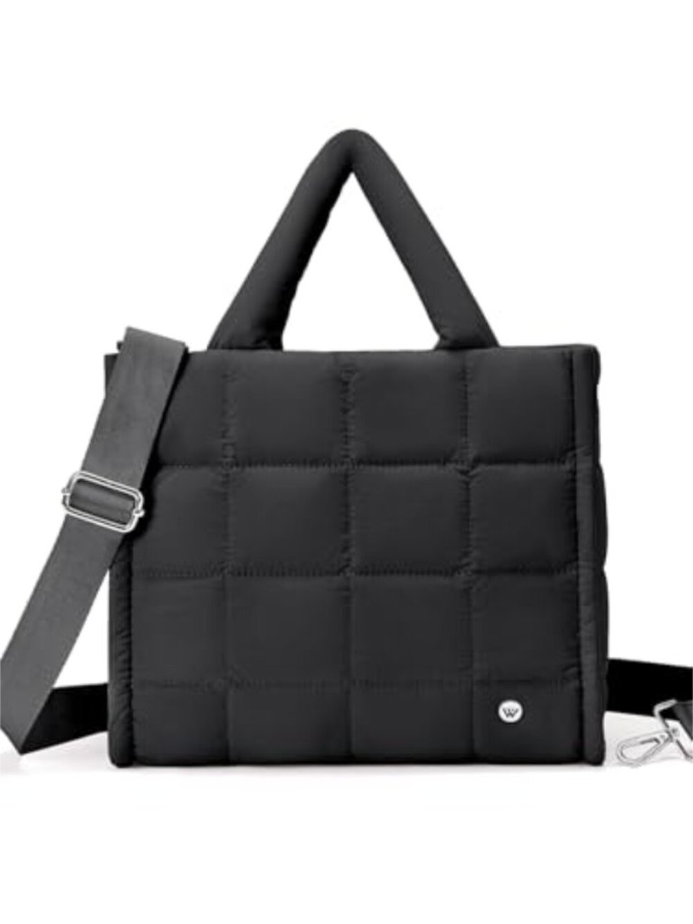 Quilted Puffer Crossbody Tote Bag for Women, Nylon Travel Shoulder Handbag,